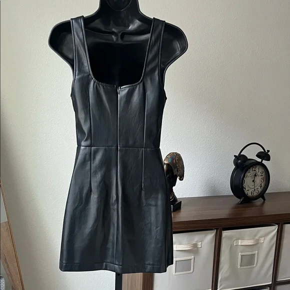 Nasty Gal Black Faux Leather Mini Dress. Preloved - Picture 3 of 5